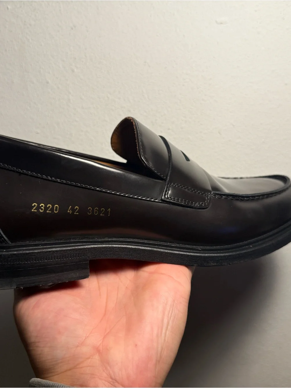 Common Projects Men's Shiny Dark Brown Penny Loafers